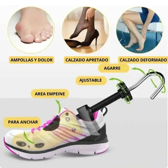 Zenino® Ensanchador de zapatos ajustable UNIVERSAL + Tapones de alivio extraíbles